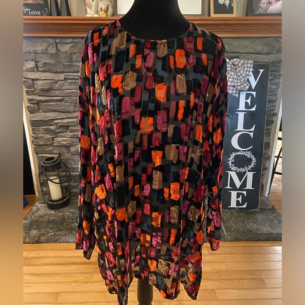 J. Jill Multicolor Velvet Burnout Tunic